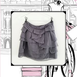 Club Monaco Silk ruffle skirt grey polka dot skirt